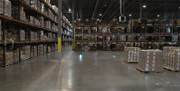 Forklift View in Warehouse 