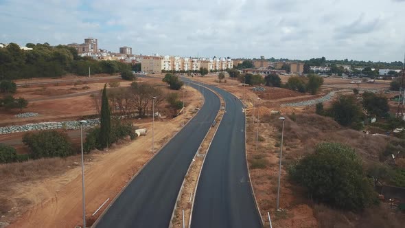Aerial view of the construction of a new highway.