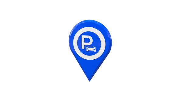 3D Blue Map Location Pin With Parking Area Icon V3