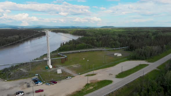 4K Drone Video of Trans-Alaska Oil Pipeline as it crosses the Tanana River near Big Delta, AK during