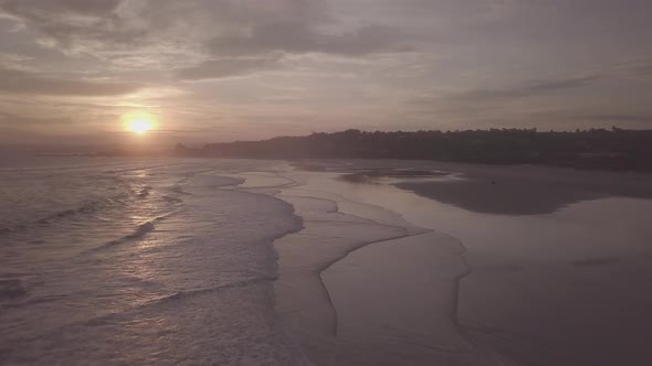 Sunset on beach aerial