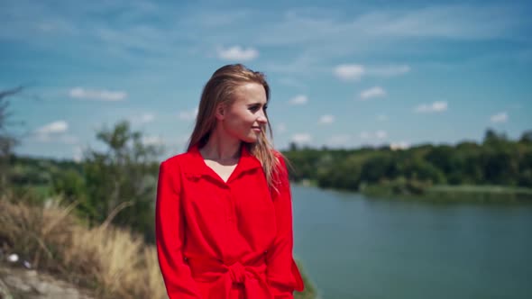 Pretty woman in summer outdoors.