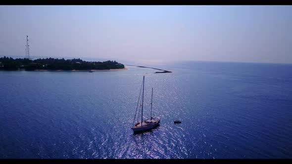 Aerial drone view seascape of relaxing sea view beach journey by transparent lagoon with white sandy