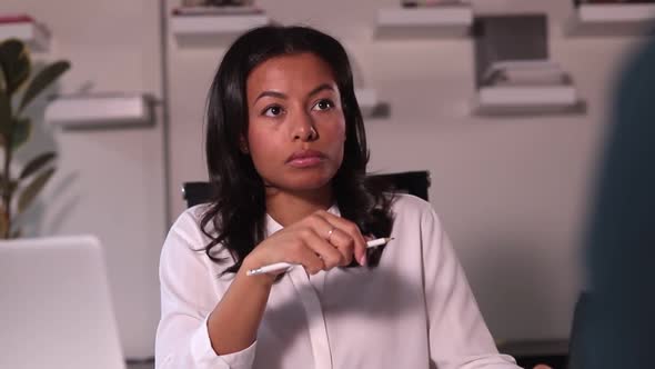 Woman Hr Specialist Listening to Man Job Seeker and Writing at Table in Modern Office Spbi