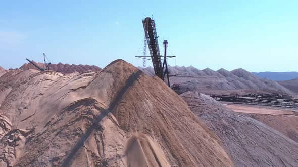 Conveyor Console of the Spreader During Operation. Transportation of an Empty Rock To a Dump