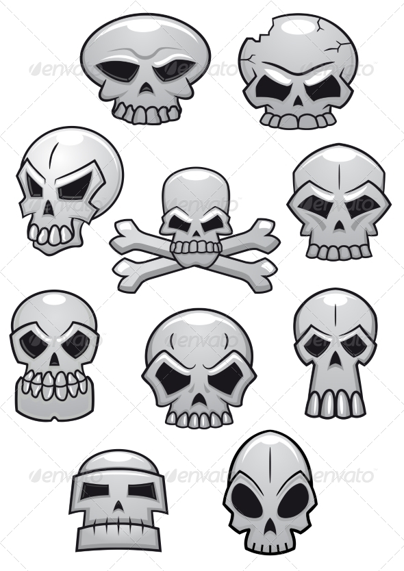 Cartoon Halloween Skulls