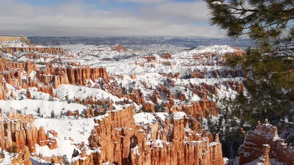 Bryce Canyon in Winter Snow in Utah USA