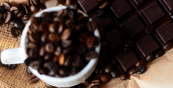 Coffee Beans And Chocolate Bar