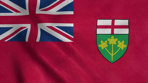 Flag of Ontario City of Canada Waving in Wind