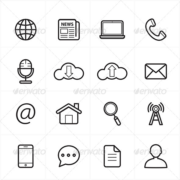 Flat Line Icons For Web Icons and Internet Icons