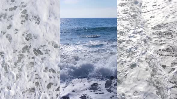 Three in One Vertical Video of the Sea Near the Shore