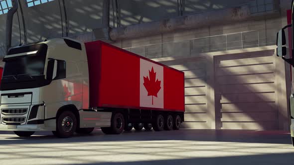 Cargo Trucks with Canada Flag