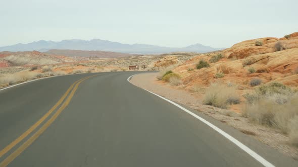 Road Trip Driving Auto in Valley of Fire Las Vegas Nevada USA