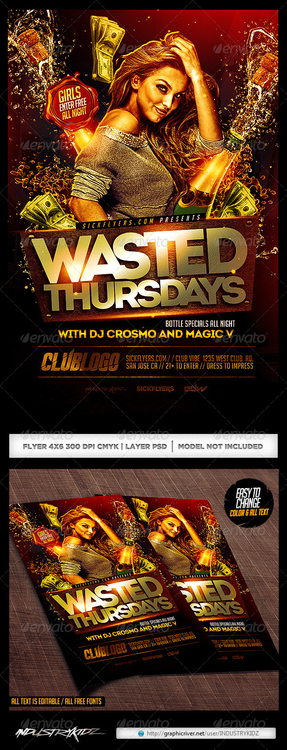 Wasted Thursdays Flyer Template PSD