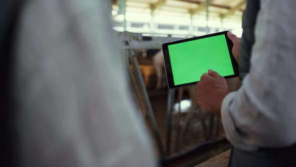 Closeup Chroma Key Tablet in Hands