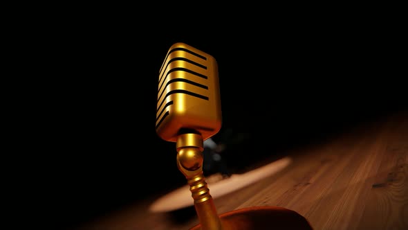 Old Gold Plated Microphone and Pianist