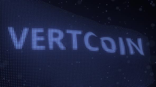 Vertcoin Cryptocurrency Name on Waving Digital Flag