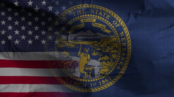 Nebraska State Usa Mixed Flag 4K