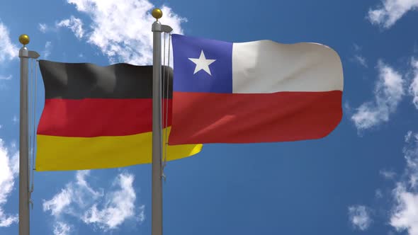 Germany Flag Vs Chile On Flagpole