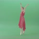 Blonde Girl In Red Dress Dancing Classical Ballet On Green Screen 4 K Video Footage - VideoHive Item for Sale