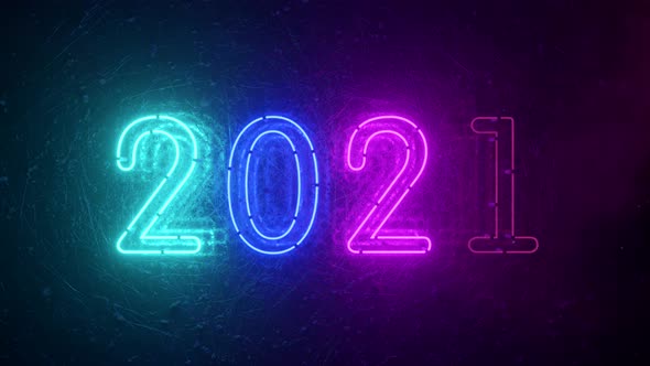 2021 Neon Sign Background New Year Concept