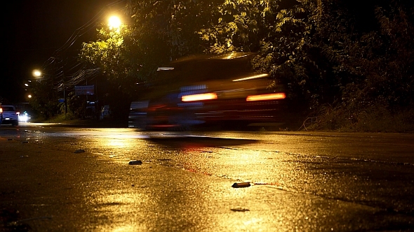 Night Road After Rain