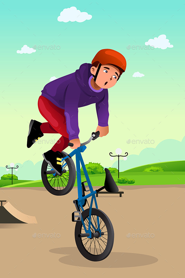 Boy Doing a Bike Stunt
