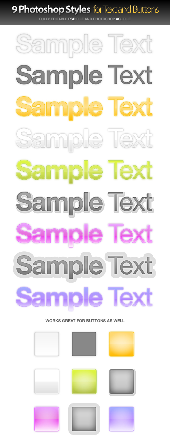 9 Styles for Text and Buttons