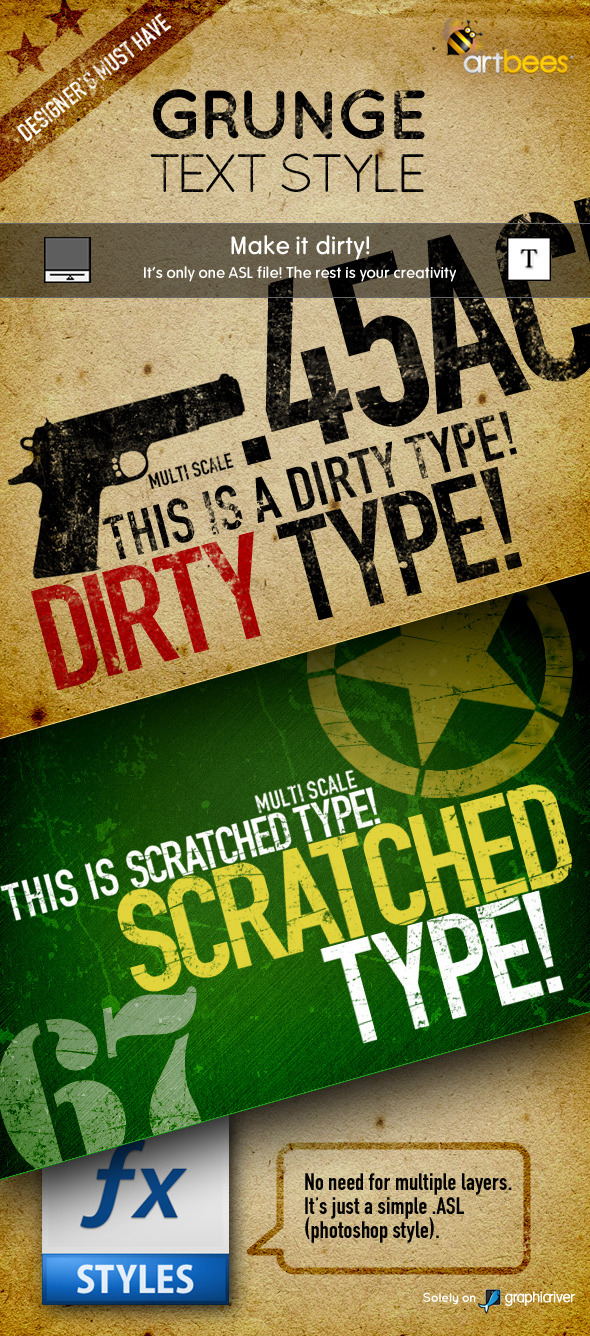 Artbees Grungy Text Styles - Dirty & Scratched