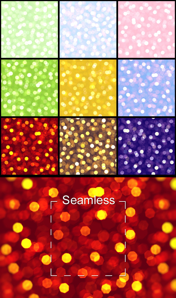 Nine Abstract Seamless Bokeh Backgrounds Set 2