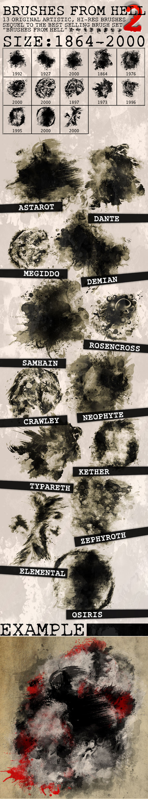 13 Hi-Res Brushes from Hell 2