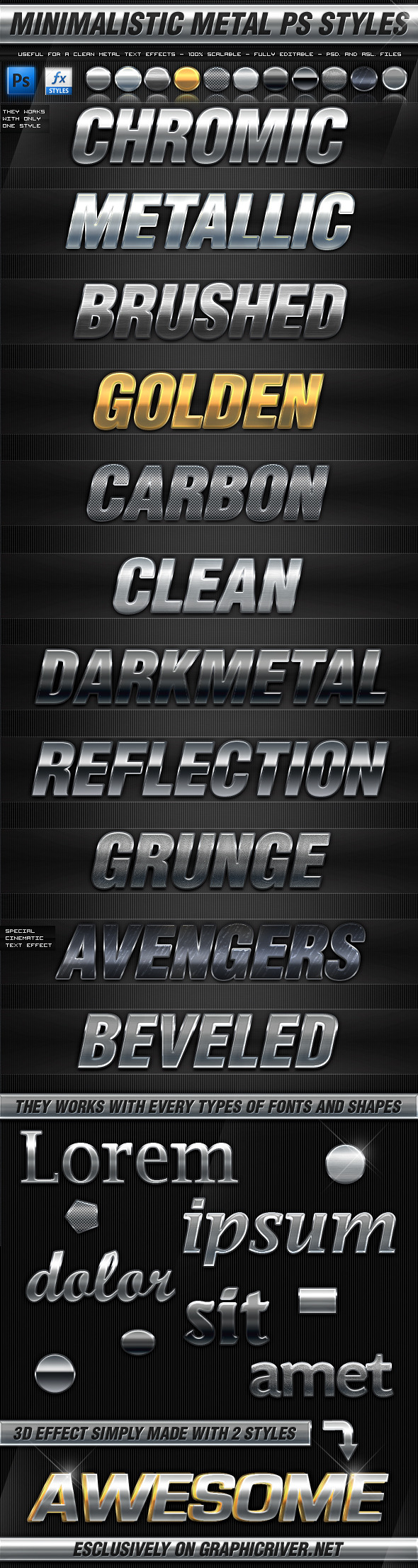 Minimalistic Metal Photoshop Styles