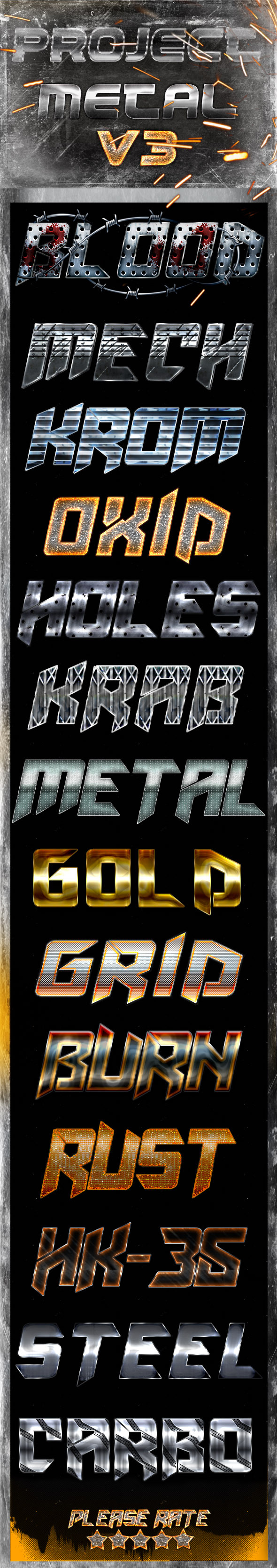 Project Metal V3 - Photoshop Text Styles