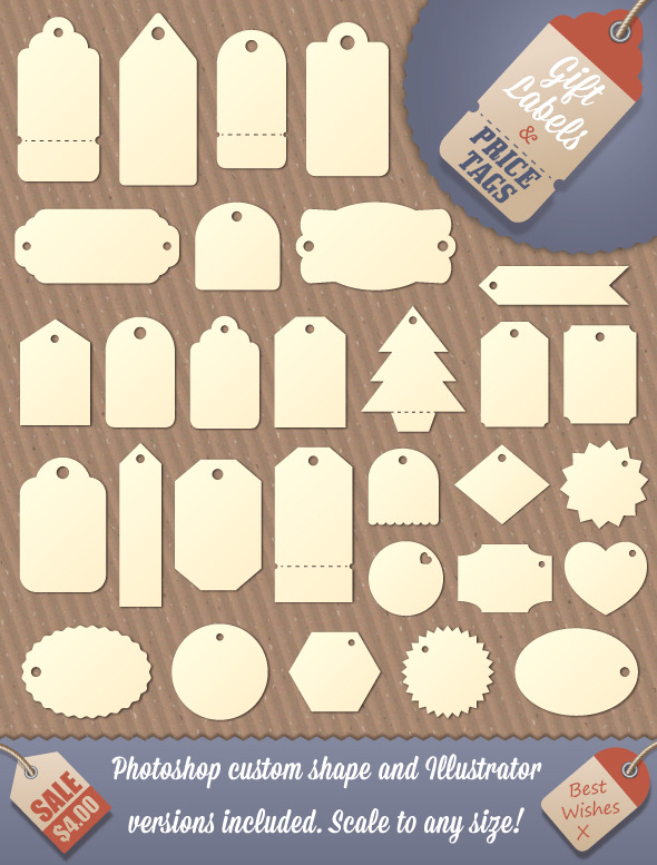 Gift Tag and Price Label Shapes