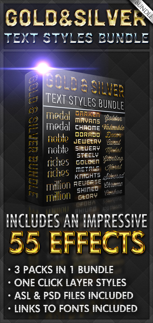 Gold & Silver Text Styles Bundle
