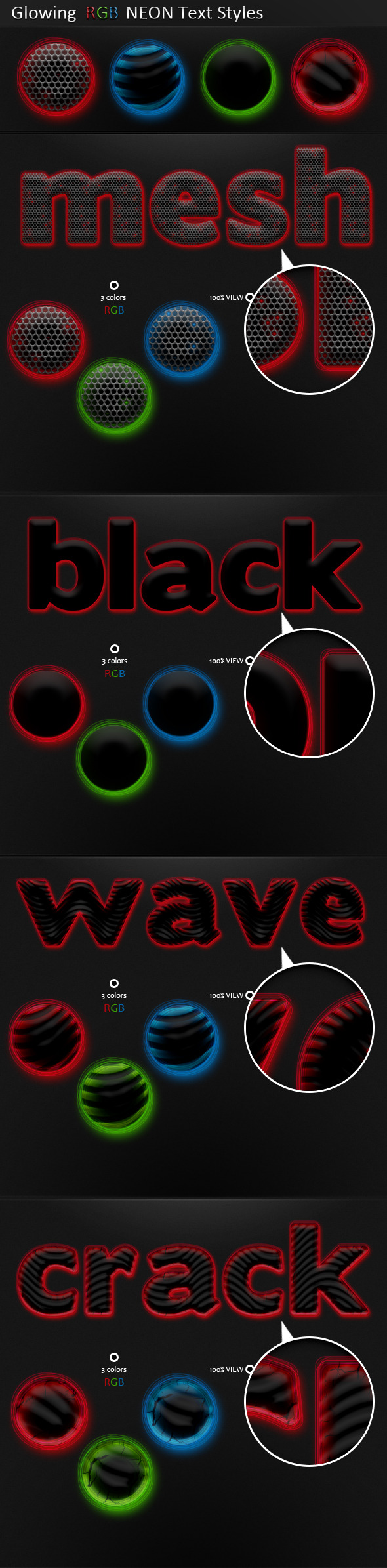 Glowing RGB NEON Text Styles