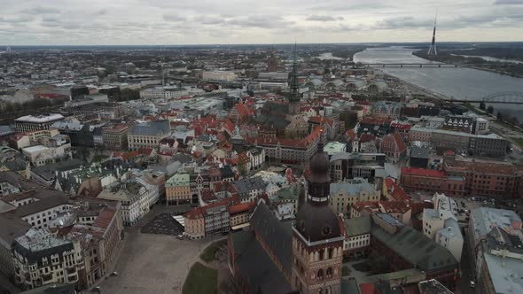 Riga old town aerial view