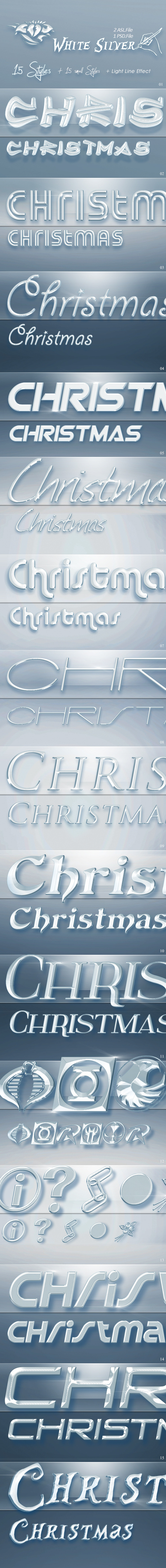 15 White Silver Text Styles for Photoshop (Christm