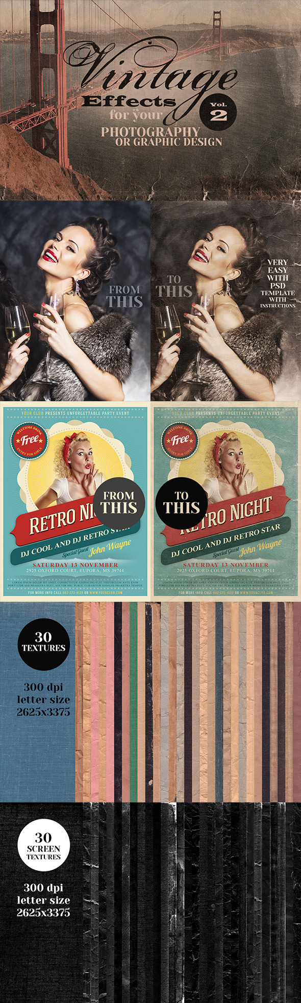 Vintage Effects for Photo or Designs vol.2