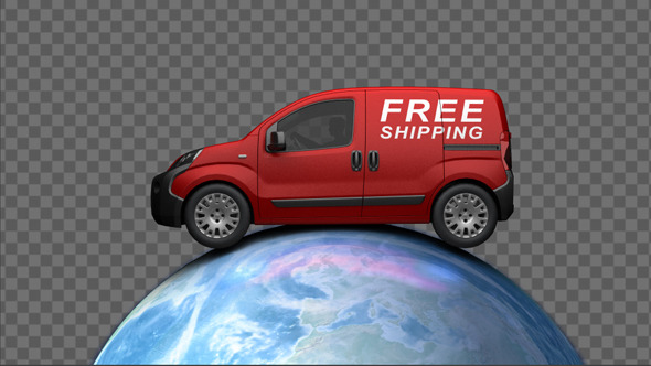 Delivery Van On Earth Free Shipping Concept alt