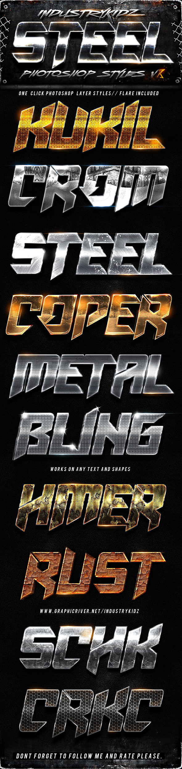 Metal Photoshop Layers Styles V8