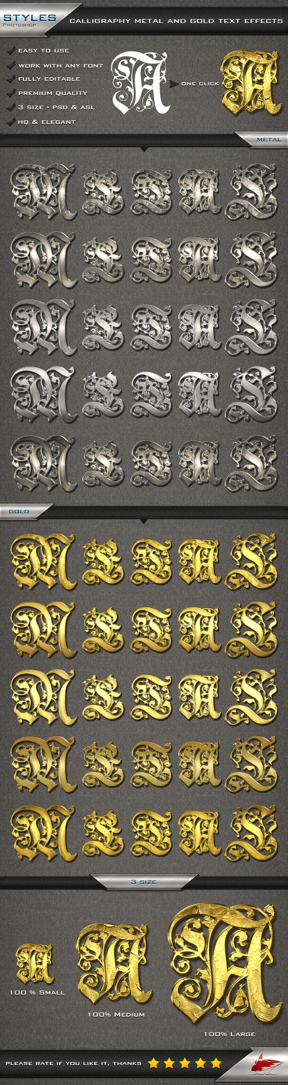 Calligraphy Metal and Gold Text Effects