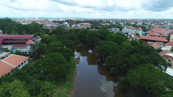 Siem Reap city in Cambodia seen from the sky