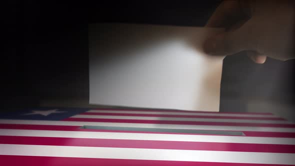 Digital Composite Hand Voting To National Flag OF Liberia