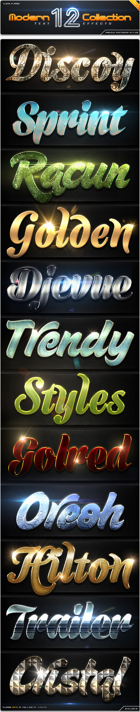 12 Modern Collection Text Effect Styles Vol.2