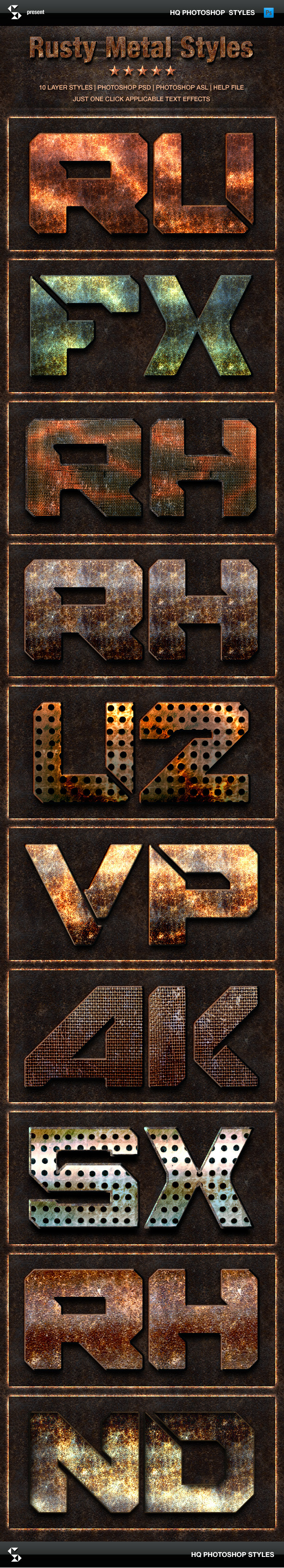 Rust Metal Styles - Grunge Metals Text Effects