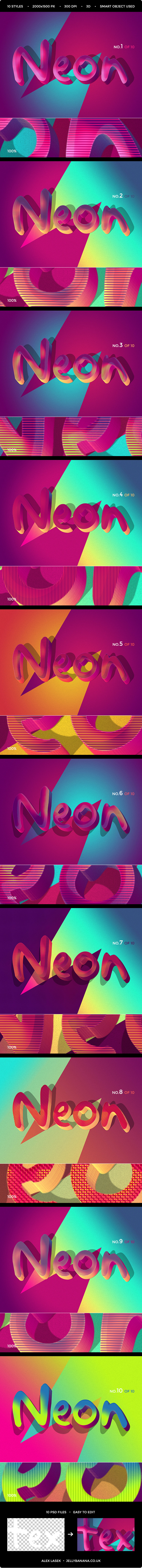Retro Funky 3D Text Effects - 10PSD