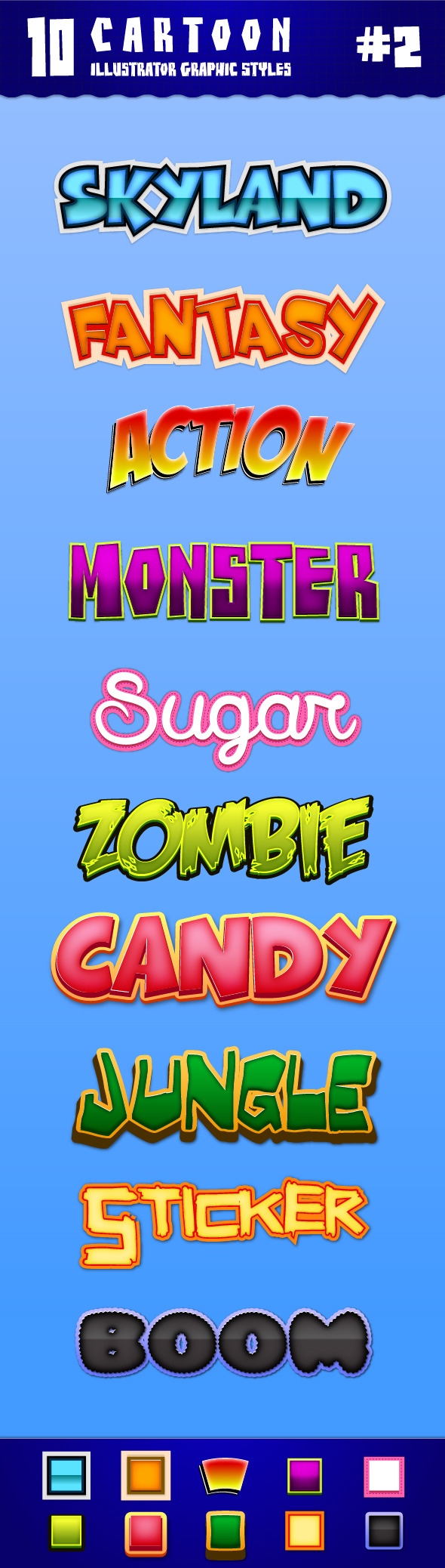 10 Cartoon Illustrator Graphic Styles #2
