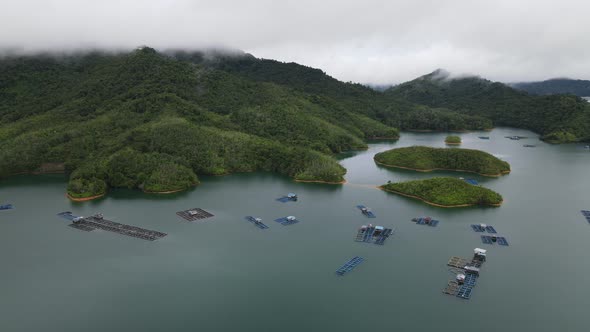 Aerial View of Fish Farms in Norway