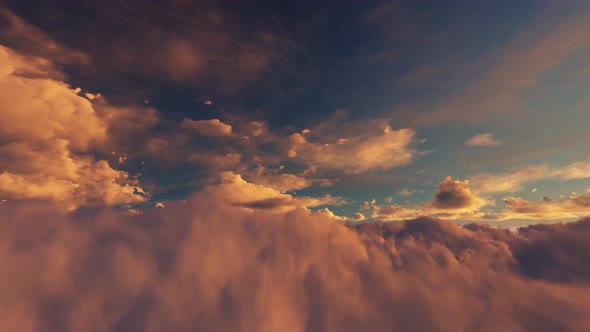 Fly Above Clouds Sunset 4K alt